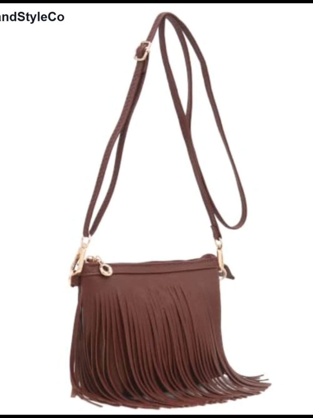 Faux Leather Fringe Crossbody Bag with Wrist Strap